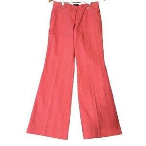 Ted Baker Women Coral Pink Pants Wide Leg Cotton Sz 1 Cottagecore Dressy Trouser